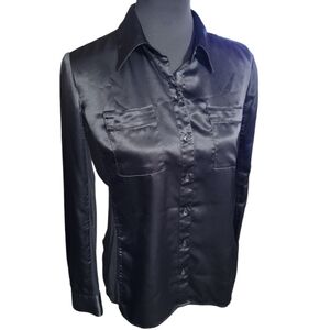 Liz Claiborne black button-up long sleeve blouse Size PL